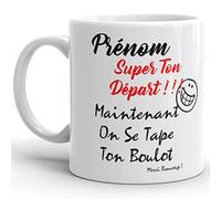 Kalféa Mug personnalisable Humour collègue prénom Tasse céramique à personnaliser tape ton boulot Qualité Idée Cadeau Originale retraite démission travail mutation bureau départ licenciement 325ml
