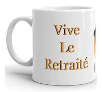 Kalféa Mug retraite Humour collègue vive le retraité avec smiley drôle tasse céramique Qualité Idée Cadeau Originale retraite démission travail mutation départ licenciement Anniversaire Noël 325ml