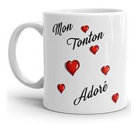 Kalféa Mug tonton adoré je t'aime tasse amour oncle haute Qualité avec coeurs Idée Cadeau Originale Famille anniversaire noel fete réalisé en France