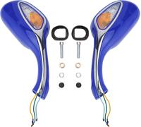 Kalgh-8mm Rétroviseur Latéral Avec Feu De Clignotant Remplacement Pour Gy6 50cc 80cc 125cc 150cc 250cc Scooter Mobylette Moto Bleu