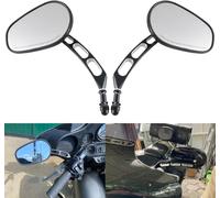 Kalgh-Moto 8mm 10mm Rétroviseurs D'extrémité De Guidon Rétroviseur Moto Noir Edge Cut Rétroviseurs Latéraux Pour Har Ley Street Bob Fxdb Fat Boy Iron 883 Xl883n Sportster 1200 Custom Xl1200c