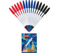 Kalhj-045 Lot De 15 Stylos À Bille Un Stylo Légers Avec Prise En Main Confortable Pour Une Écriture Fluide-5 Bleus,5 Noirs,5 Rouges-Pointe De 0,7 Mm