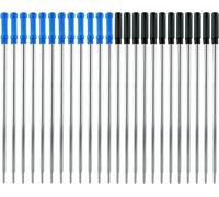 Kalhj-24 Pièces Recharges De Stylo À Bille Remplaçables,11.6 Cm Et Largeur De Trait 1,0 Mm Recharge Métal Écriture Lisse Recharge Standard Pour Fournitures Scolaires De Bureau,Noir Et Bleu