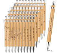 Kalhj-30 Pièces Stylos À Bille Inspirants,14cm Motivation Citations Stylo En Bambou Stylos Rétractables À Encre Noire Pour Femmes Hommes Patrons Bureau Fournitures Cadeaux (10 Styles Positifs)