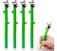 Kalhj-4 Pièces Kawaii Cartoon Panda Gel Pen,Cadeau Papeterie Mignon Stylos Nice Bureau Fournitures Scolaires,Stylo Design Panda Et Bambou,Noir,0.5mm