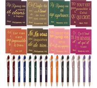 Kalhj-Ensemble Cadeau Chrétien De 32 Pièces Cahiers Et Stylos De Versets Bibliques Journal En Vrac Cahiers Chrétiens Stylo À Bille Cadeau Religieux Pour Lui Elle Église Collègue Fournitures Scolaires