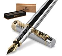 Kalhj-Ensemble De Stylo-Plume,En Argent,Avec Plume Fine Plaquée Or 24 Carats,Convertisseur D'encre,Meilleur Cadeau Pour Hommes Et Femmes,Managers,Cadres