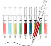 Kalhj-Faux Aiguille Seringue Stylos À Bille,Écrit En Encre Bleue Ou Noire,Fournitures Scolaires,Des Prix Et Des Cadeaux Pour Les Garçons Et Les Filles (10pcs)¿