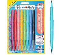 Kalhj-Flair Dual Stylo-Feutres-Pointes Pinceau Et Médium (0,7 Mm)-Stylos De Coloriage À Double Extrémité-Couleurs Assorties-Lot De 8