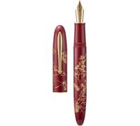 Kalhj-Hongdian N23 Stylo Plume Lapin Rouge,Longue Lame Moyenne,Bordure Dorée,Design Sculpté Lapin Porte-Bonheur Du Nouvel An,Stylo D'écriture Lisse Avec Convertisseur Et Boîte À Stylo En Métal