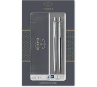 Kalhj-Jotter Duo Coffret-Cadeau Avec Stylo Bille Et Portemine Criterium (0,5mm)Acier Inoxydable Avec Attributs ChromésFourniture ScolaireBoîte De 2