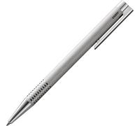 Kalhj-Logo Brushed-Stylo À Bille Dans Un Corps Élégant Et Robuste En Acier Inoxydable-Avec Recharge De Grande Capacité M 16 De Pointe Moyenne En Noir