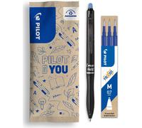 Kalhj-Lot De 1 Frixion Ball 07 Plus+1 Set De 3 Recharges-Stylo Roller Effaçable-Stylo Rétractable Et Rechargeable-Fabriqué En Plastique Recyclé-Bleupointe Moyenne