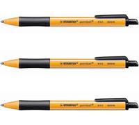 Kalhj-Lot De 3 Stylos Bille Rétractable Pointball Tracé 0,5 Mm Noir