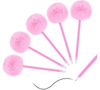 Kalhj-Lot De 5 Stylos À Bille À Encre Gel Rose Pelucheuse-Stylo À Bille Mignon-Encre Noire-Marqueur Permanent À Encre Gel En Peluche Pour Bureau,Fille,Saint-Valentin