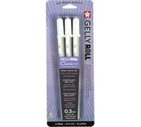 Kalhj-Rouleau De Gel,Blanc,3 Stylos,Blanc Brillant,Dans Une Pochette,Taille Fine 05
