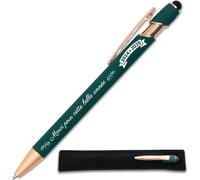Kalhj-Stylo Merci Pour Cette Année 2024-2025-Idée Cadeau Fin D'année Scolaire Maitresse,Atsem,Collègue-Stylo Tactile Personnalisé Gravé En Métal+Étui Tissus (Vert Profond)