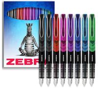 Kalhj-Zebra Fuente Lot De 8 Stylos Plume Jetables Avec Une Encre Colorée Et Un Extra Noir Dans Une Pochette En Carton