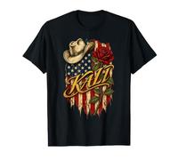 Kali Chapeau de Cowboy Drapeau américain Rose T-Shirt Graphique avec Valeur