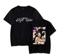Kali Uchis Orquideas Orchid T-Shirt Femmes Hommes Casual Col Rond Manches Courtes Retro Singer Tee Streetwear, Noir , XL