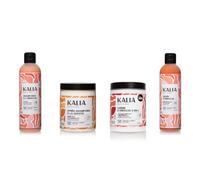 Kalia Nature - Routine Cheveux Frisés - Shampoing Hibiscus, Apres Shampoing Sapote, Crème 3-en-1 & Gelée Hibiscus - Coffret cadeau cheveux frisés - Hydrate, démêle et définit