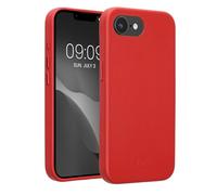 kalibri Coque Compatible avec Apple iPhone 16e - Coque étui de Protection téléphone en Cuir véritable - Rouge