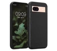 kalibri Coque Compatible avec Google Pixel 8a - Coque en Cuir Véritable avec Bumper - Étui de Protection Noir