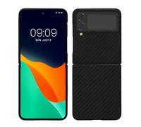 kalibri Coque Compatible avec Samsung Galaxy Z Flip4 - Coque étui de Protection téléphone en aramide - Noir Mat