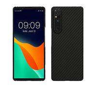 kalibri Coque Compatible avec Sony Xperia 1 V - Coque étui de Protection téléphone en aramide - Noir Mat