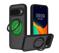 kalibri Coque de Protection avec Support Anneau Compatible avec Google Pixel 10 / Pixel 10 Pro - Étui Kickstand 360° Rigide, Compatible MagSafe - Noir-Transparent Mat