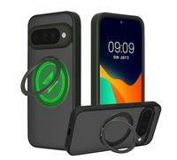 kalibri Coque de Protection avec Support Anneau Compatible avec Google Pixel 10 / Pixel 10 Pro - Étui Kickstand 360° Rigide, Compatible MagSafe - Vert Mousse-Transparent Mat