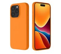 kalibri Coque Silicone Premium Compatible avec Apple iPhone 15 Pro Coque - Housse téléphone Silicone - Étui de Protection Antichoc avec Doublure en Microfibre Douce - Orange fruitée