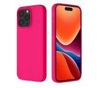 kalibri Coque Silicone Premium Compatible avec Apple iPhone 15 Pro Max Coque - Housse téléphone Silicone - Étui de Protection Antichoc avec Doublure en Microfibre Douce - Rose Fluo