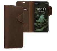 kalibri Étui Portefeuille Compatible avec Google Pixel 7 Pro - Étui à Rabat pour Smartphone en Cuir avec Compartiment Carte et Support - Marron