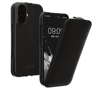 kalibri Housse Rabattable Pochette Ultra Fine Compatible avec Apple iPhone 16 - Étui de Protection en Cuir - Noir
