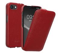 kalibri Housse Rabattable Pochette Ultra Fine Compatible avec Apple iPhone 16e - Étui de Protection en Cuir - Rouge