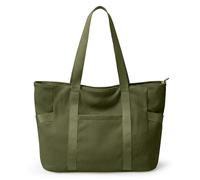 KALIDI Grand sac fourre-tout zippé en velours côtelé avec 6 poches, peut accueillir un ordinateur portable de 16", idéal pour l'école, le travail, les voyages, vert militaire, 16.9 x 6.3 x13.8 inch