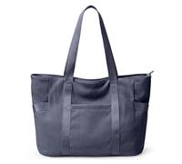 KALIDI Grand sac fourre-tout zippé en velours côtelé avec 6 poches, peut accueillir un ordinateur portable de 16", idéal pour l'école, le travail, les voyages, bleu, 16.9 x 6.3 x13.8 inch