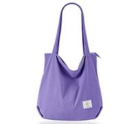KALIDI Sac fourre-tout épais en velours côtelé de grande capacité avec fermeture éclair pour femmes, filles, sac de courses décontracté pour le travail, l'école, l'université, un usage quotidien