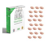 KALIGEN Anneaux Bois de Cedre Anti Mites [Lot de 24] - Protection Naturelle Vetements Armoire - Antimite Textile 100% Naturel Sans Chimie - Efficace 6 Mois
