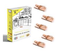KALIGEN Tapette a Souris en Bois [Lot de 5] - Piege a Souris Reutilisable Professionnel - Souriciere Efficace Interieur Exterieur - Attrape Souris Puissant