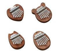 Kalimba, lot de 4 mini kalimbas 8 touches en bois massif, formes ours, chat, cœur et goutte d’eau, instrument portable à doigts, facile à apprendre, cadeau musical pour débutants