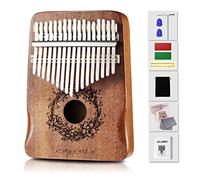 Kalimba Piano à doigt 17 touches en acajou Mbira Sanza Instrument de musique pour enfant, femme, homme avec marteau d'accordage, sac de piano (français non garanti), naturel
