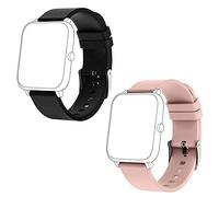 KALINCO 2PCS bracelet de montre intelligente 20mm bracelet de remplacement réglable pour P22/P96 (Noir + Rose)