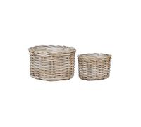 KALINDA - Lot de 2 Cache-Pots Ø27cm et Ø18cm en Rotin Kubu Tressé -