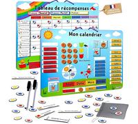 KALINOUS Lot 2-en-1 Création Française Tableau Routine Enfants + Calendrier Magnetique/Semainier Enfant Tableau des Recompenses Enfant +328 Aimants Solides Organisation Frigo/Mur Filles Garçons