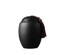KALINU Bocal à thé en céramique de style chinois vintage - Boîtes à thé traditionnelles avec couvercles scellés - Noir - 16 x 11,4 cm