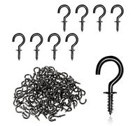 KALIONE Lot de 100 mini crochets à visser - Mini vis pour bois - Pour plantes suspendues - Décoration artistique - Clé - Décoration de Noël - Noir