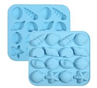 KALIONE Lot de 2 moules en silicone - Animaux marins - Étoile de mer - Moules en silicone - Moules à fondant avec motifs marins - 3D - Océan - Animaux - Pour chocolat, bonbons, gâteaux, savons faits à