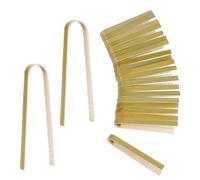 KALIONE Lot de 20 mini pinces en bois jetables - Ustensiles de cuisine en bambou - Pinces jetables de 10 cm - Pinces de cuisine pour la cuisine - Pinces à toast en bambou - Pour pain et cornichons